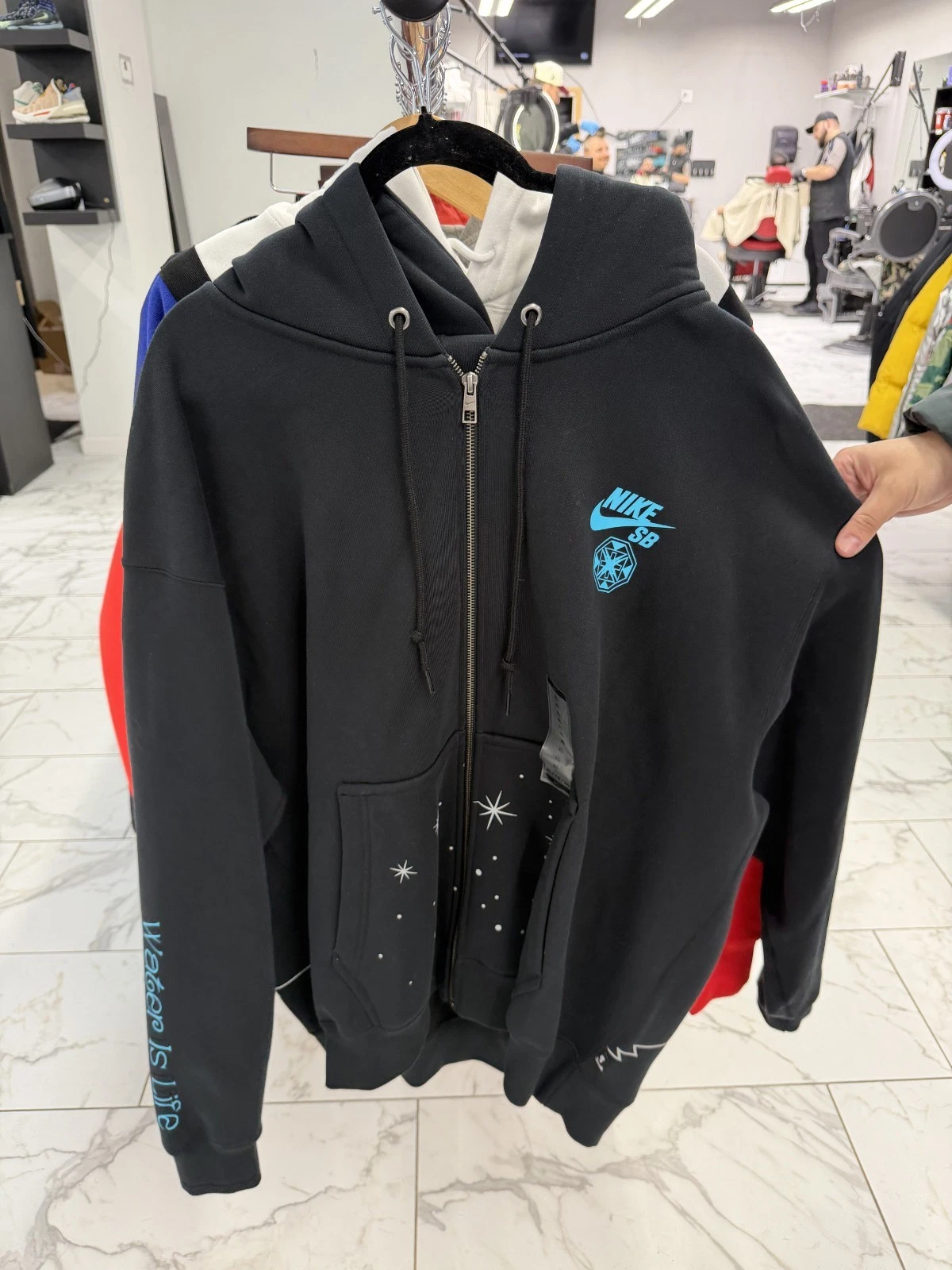 Nike SB Hoodie Black Full Zip Graphic Skate Size Extra Large (XL)