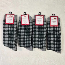 Club Room 4 Pairs Plaid Crew Socks Mens One Size Grey/Green
