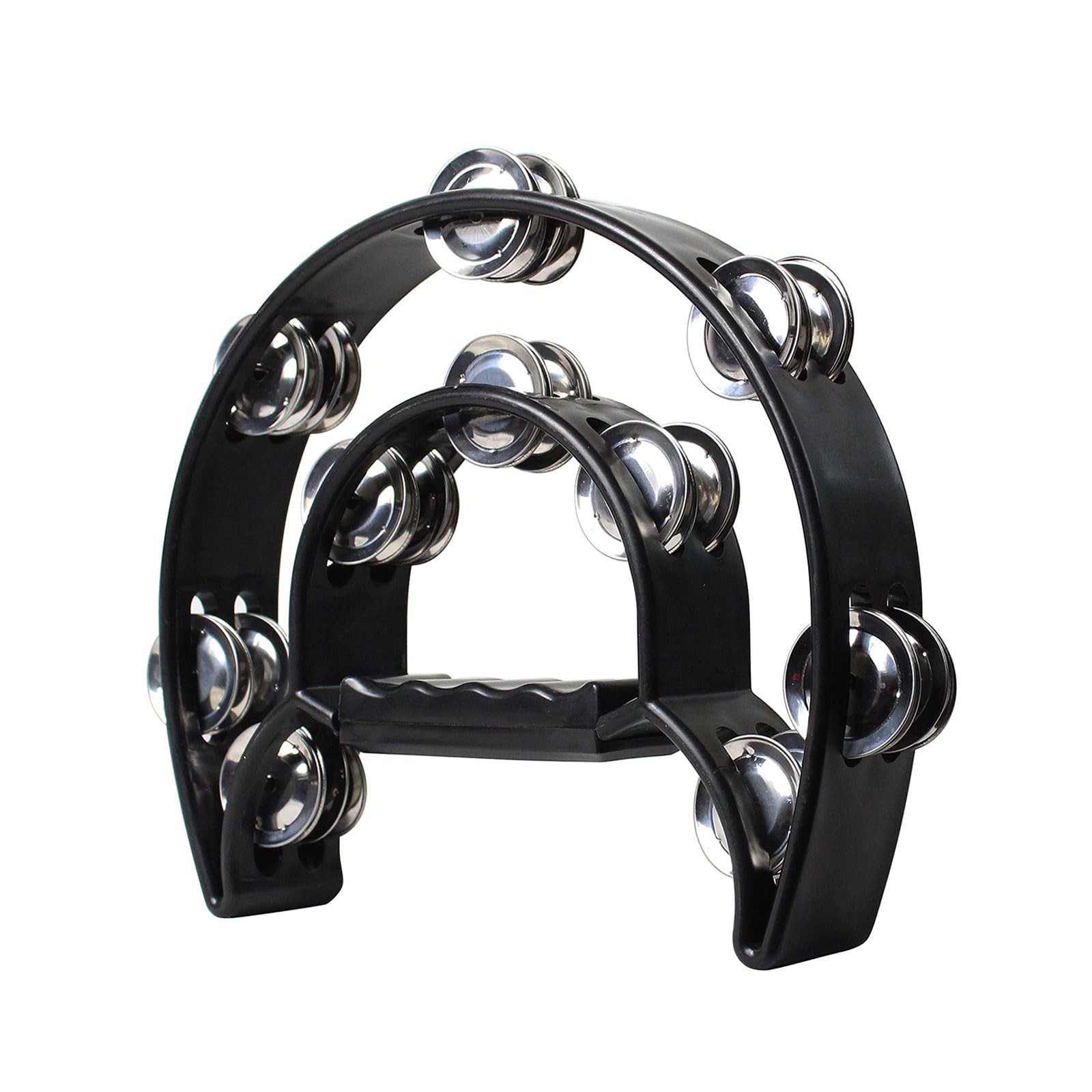 Tambourin demi lune percussion percussion à main double rangée de cymbalettes noir