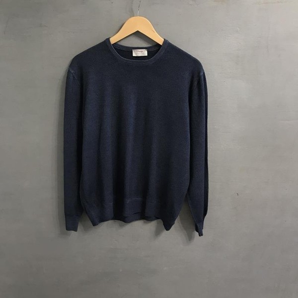 Men Gran Sasso Sweater Navy Wool 44 / XXL / 52