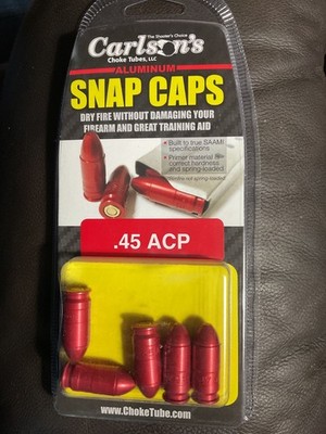 CARLSON'S .45 acp ALUMINUM SPRING LOADED SNAP CAPS 5 PACK 00062 NEW