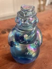 FENTON GLASS  BLUE IRIDIZED SNOWMAN FIGURINE