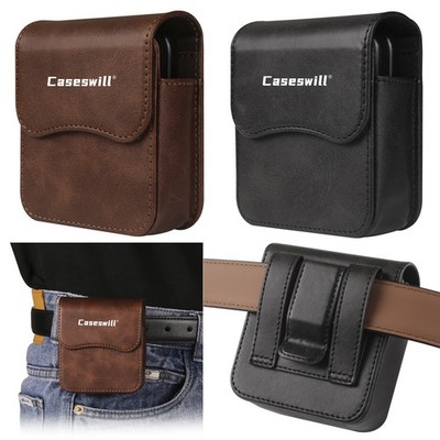For Samsung Galaxy Z Flip 7 FE 6 5 4 3 2 5G Case Leather Pouch Belt Clip Holster