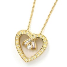 0.55ct Diamond Heart Necklace K18YG 18K Yellow Gold 23.62in 12.7g