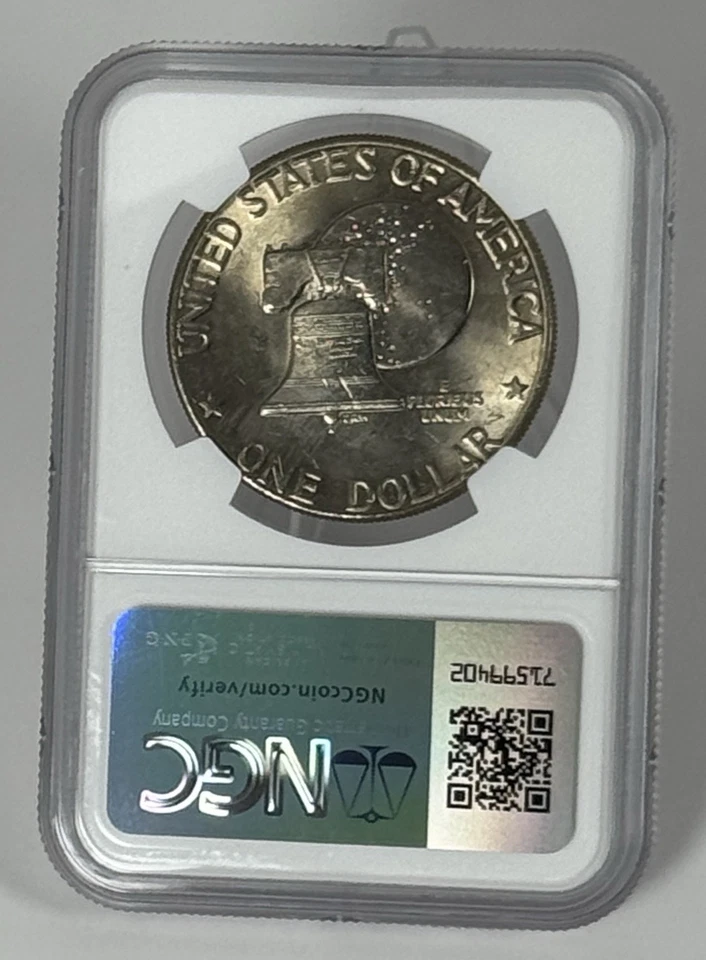 1776-1976 D Type 2 Eisenhower Dollar Ike Dollar NGC MS65 Weak Struck Motto Error - Image 3 of 4