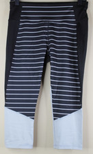 Athletic Works Womens Capri Leggings Black Gray Stripes Size M 8-10