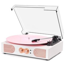 Vinyl Record Player with Built-in Speakers 3-Speed Vintage Record Player White