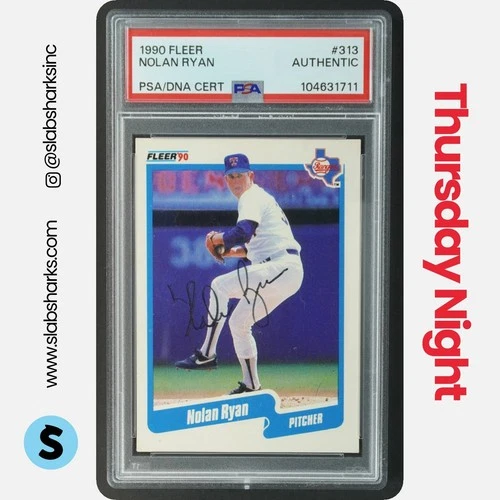 1990 FLEER #313 NOLAN RYAN PSA AUTHENTIC AUTO