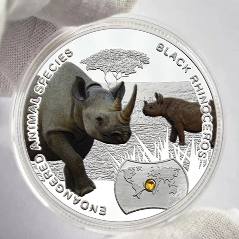 Black Rhinoceros Wildlife Conservation Coin Zambia 1000 Kwacha 2014 Collectible - Image 3 of 4