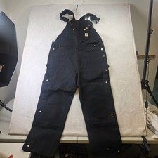 Carhartt Mens Firm Duck Bib Overalls Black Loose Fit R37-BLK OR0037-M 42x32 NEW