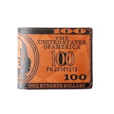 1pc Dark Brown Mens US 100 Dollar Bill Leather Bifold Card Holder Wallet Han...