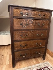 5 Drawer Wooden Chest of Drawers Dark Wood Brown Freestanding Rectangular