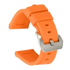 Silicone Watch Bands 22mm Soft Watch Band with Silver Buckle, Orange