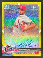 2018 Bowman Chrome Rookie Autograph Gold Shimmer Jordan Hicks RC Auto /10