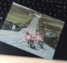 Isle Of Man TT Hislop & Fogarty LARGE Print Postcard By Rod Organ Ltd Ed. 8&rdquo;x6&rdquo;