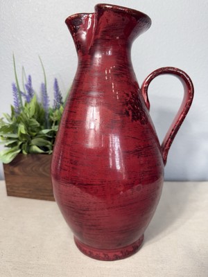 Vintage Sculpture pitcher vase Red 13 inch tall brick red decorative Lava Italy