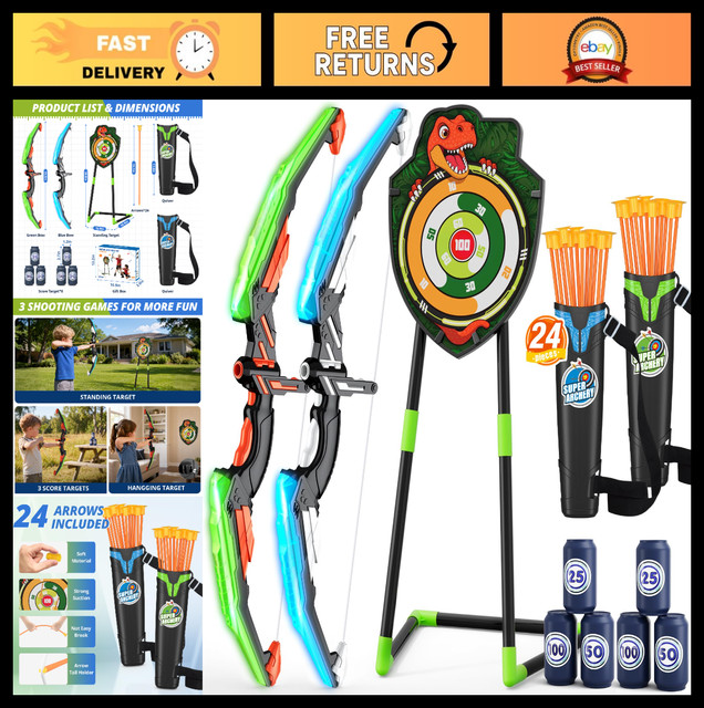 HOLIBIBE 2-Pack Kids Bow and Arrow Set