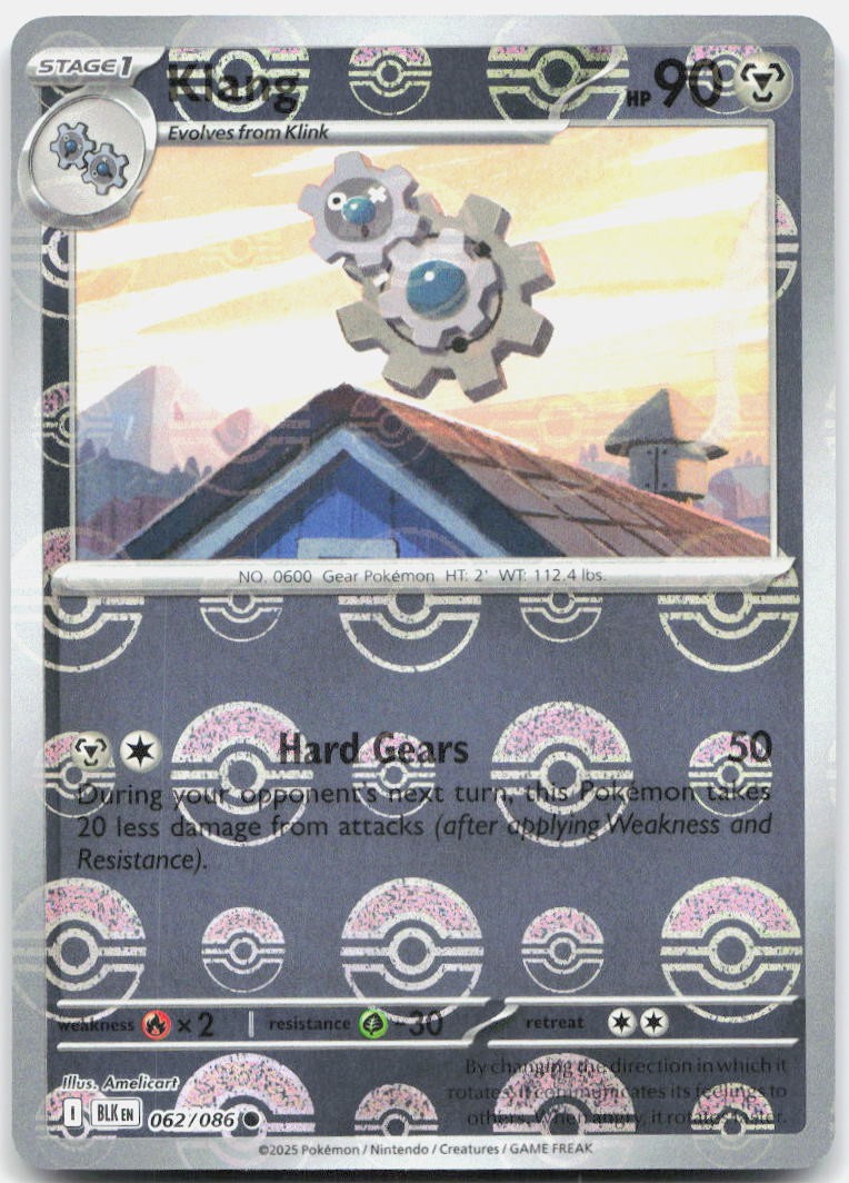Klang (Master Ball Pattern) 062/086 Holo Common Black Bolt Pokemon Near Mint