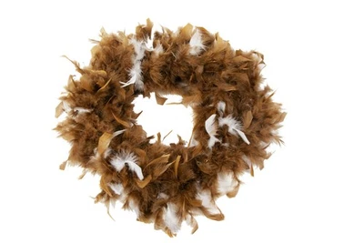 MARKENLOS zweifarbige Federboa braun/weiß Reh Tier Federschal Boa 1,8 m Karneval Fasching