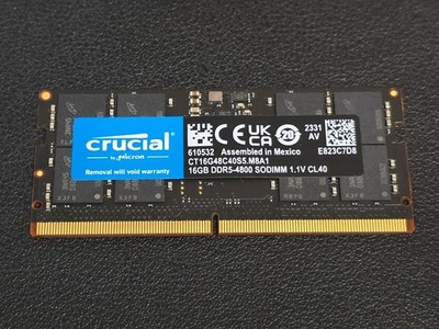 Crucial RAM 16GB DDR5 4800MT/s CL40 Laptop Memory CT16G48C40S5