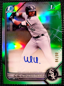 WILFRED VERAS 2022 Bowman Chrome 1st Auto Green Refractor /99 Chicago White Sox