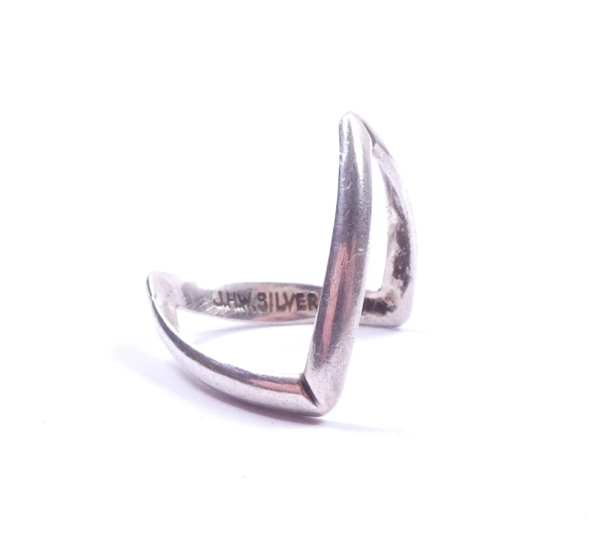 Vintage Silver Wishbone Ring Plain JHW 925 Sterling 2.1g UK Size O