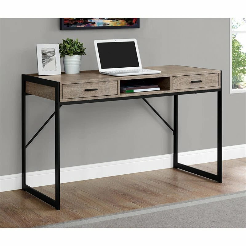 Cajones de almacenamiento para computadora escritorio hogar oficina portátil 48" L trabajo metal marrón Foto 2 de 3