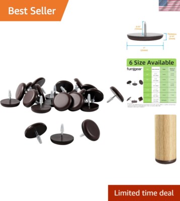 1'' Nail-on Furniture Sliders PTFE 24 Pack Heavy Duty Floor Protectors Move Sa...