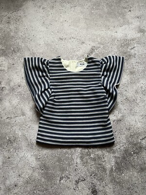 MSGM Milano Striped Ruffle Short Sleeve Top size 42