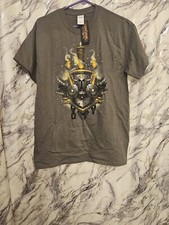 World of Warcraft WOW T-Shirt Men's Size Medium Gray Warrior Shield Graphic Tee