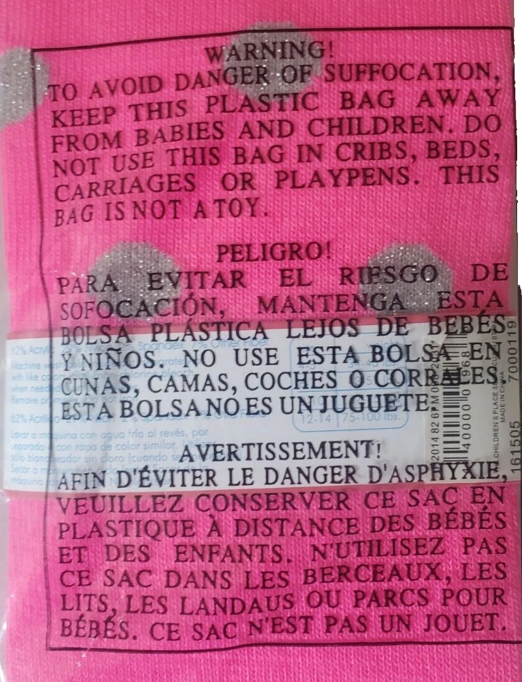 The Children’s Place Girls Fashion Tights 12-14 Pink Shock 75-100 LB 1 Pair NWT - Image 4 of 4