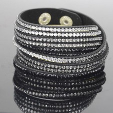 Wrap Bracelet Gray Rhinestone Women's Bracelet Slaker Glitter Gift Bracelet WOW