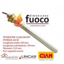 CANDELETTA RESISTENZA STUFA PELLET CT PASQUALICCHIO CLAM LINCAR 420 W cod.1012