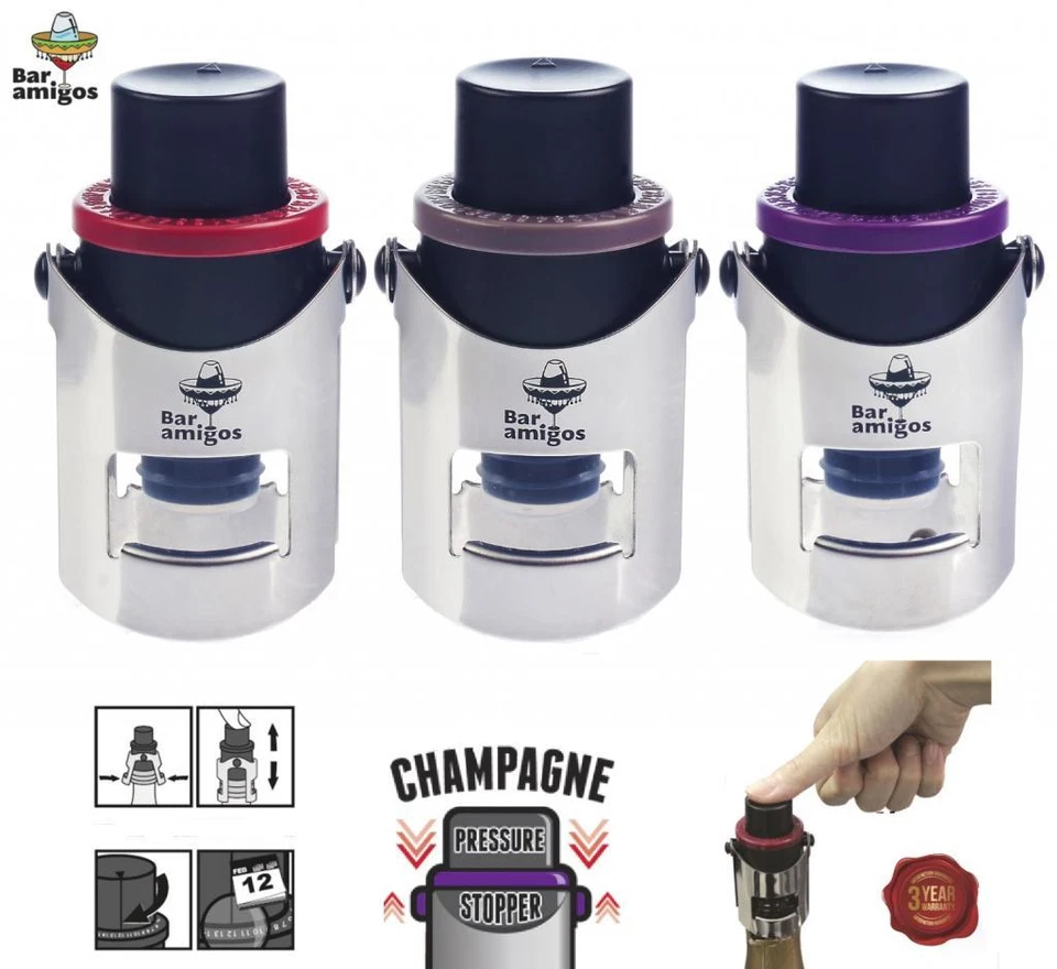 CHAMPAGNE PRESSURE STOPPER Sparkling Wine Patented Saver Pump Bottle Sealer Bung