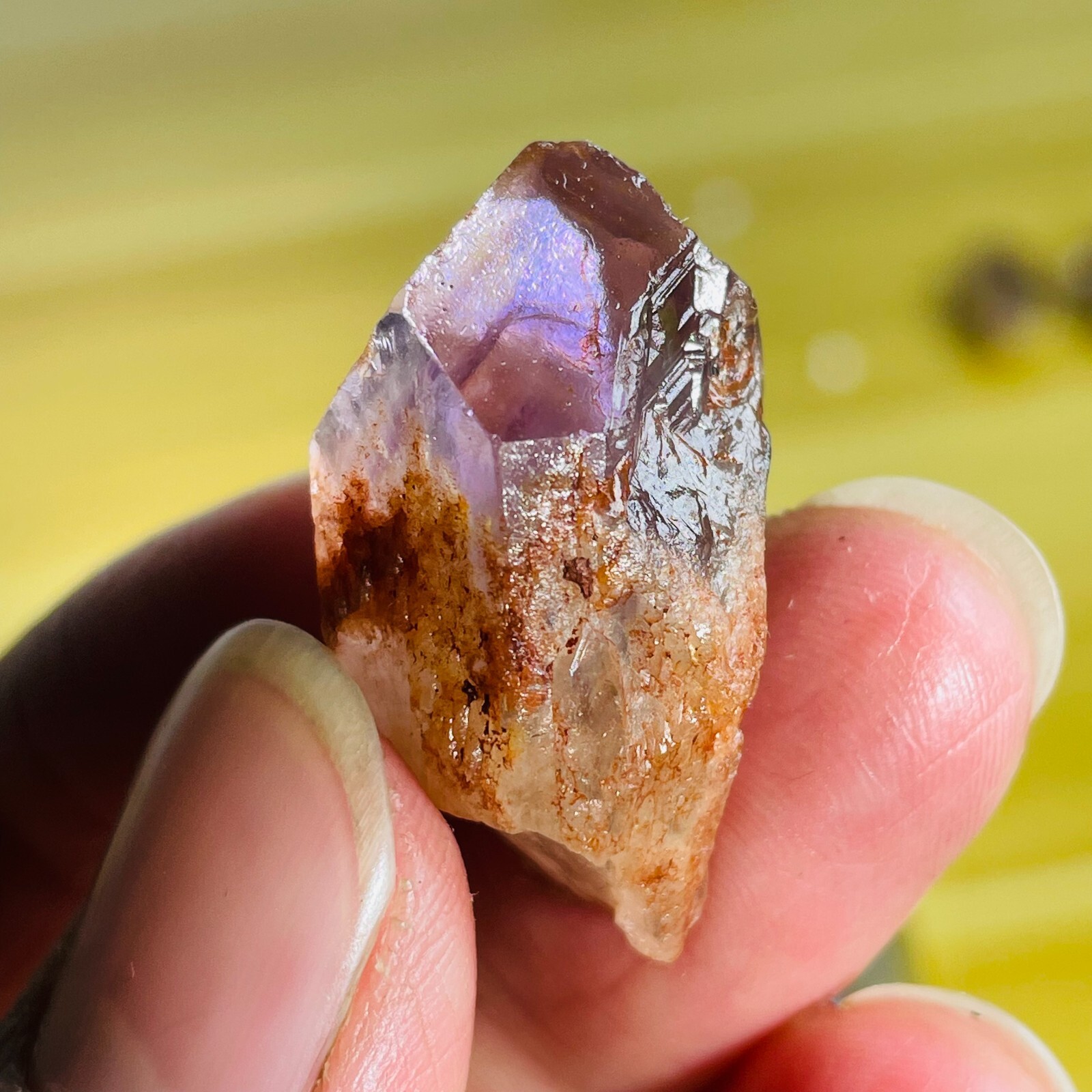 9g Natural Amethyst Pillar Scepter Backbone Pyramid Silver Sountain Particles