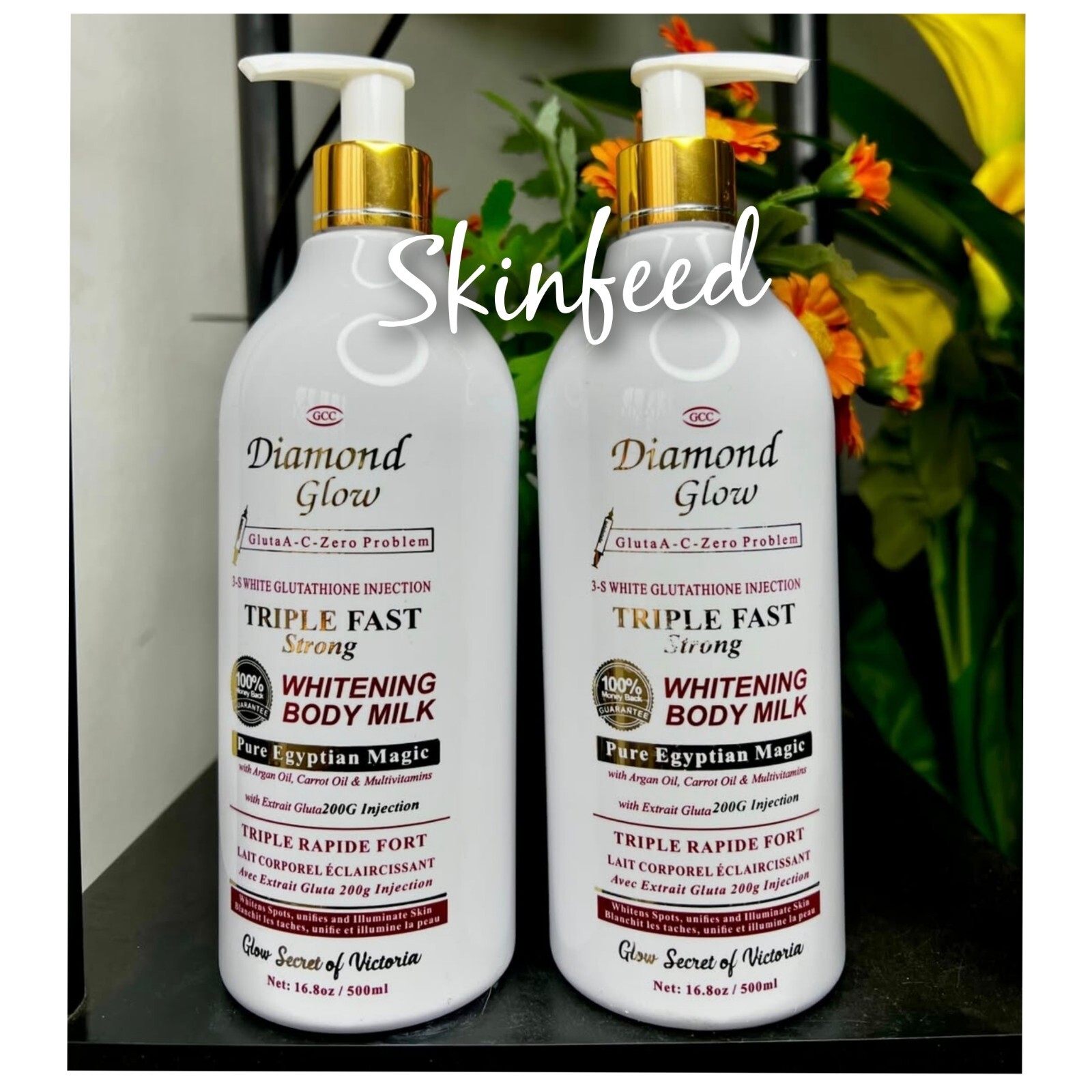 GCC DIAMOND GLOW WHITENING BODY MILK WITH  Carrot Oil + VIT A,K,E 500mlx1 💯 %💪