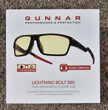 GUNNAR Gaming Glasses Lightning Bolt 360 Amber  Sun Lens NIB NEW
