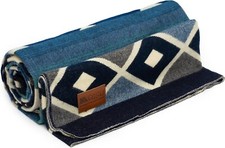 QISU Wool Blanket Throw Large, Beautiful, Warm 94 x 78 Blue Pyramid