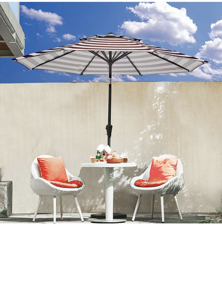 corliving 9.5ft offset fabric patio umbrella and base weight Deluxe product: small-runwell-backpack Living Accents 9 ft. Color:Eggplant