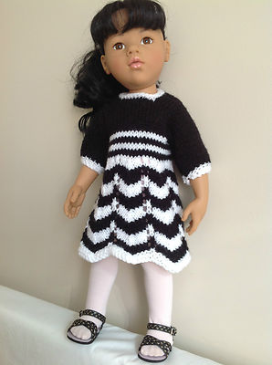 Puppenkleidung Strickanleitung. 18'' und 19'' Puppe. Chevron Kleiderset.KNM67