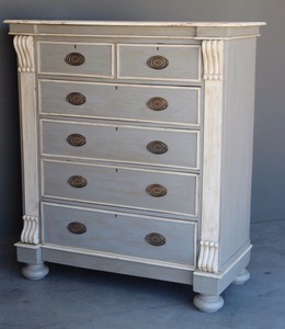 Antique Marble Top Georgian Provincial Hand Painted Chest Drawers