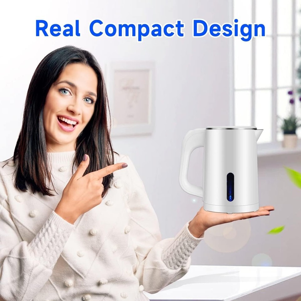 Small Electric Kettle Stainless Steel, 0.8L Portable Travel Kettle