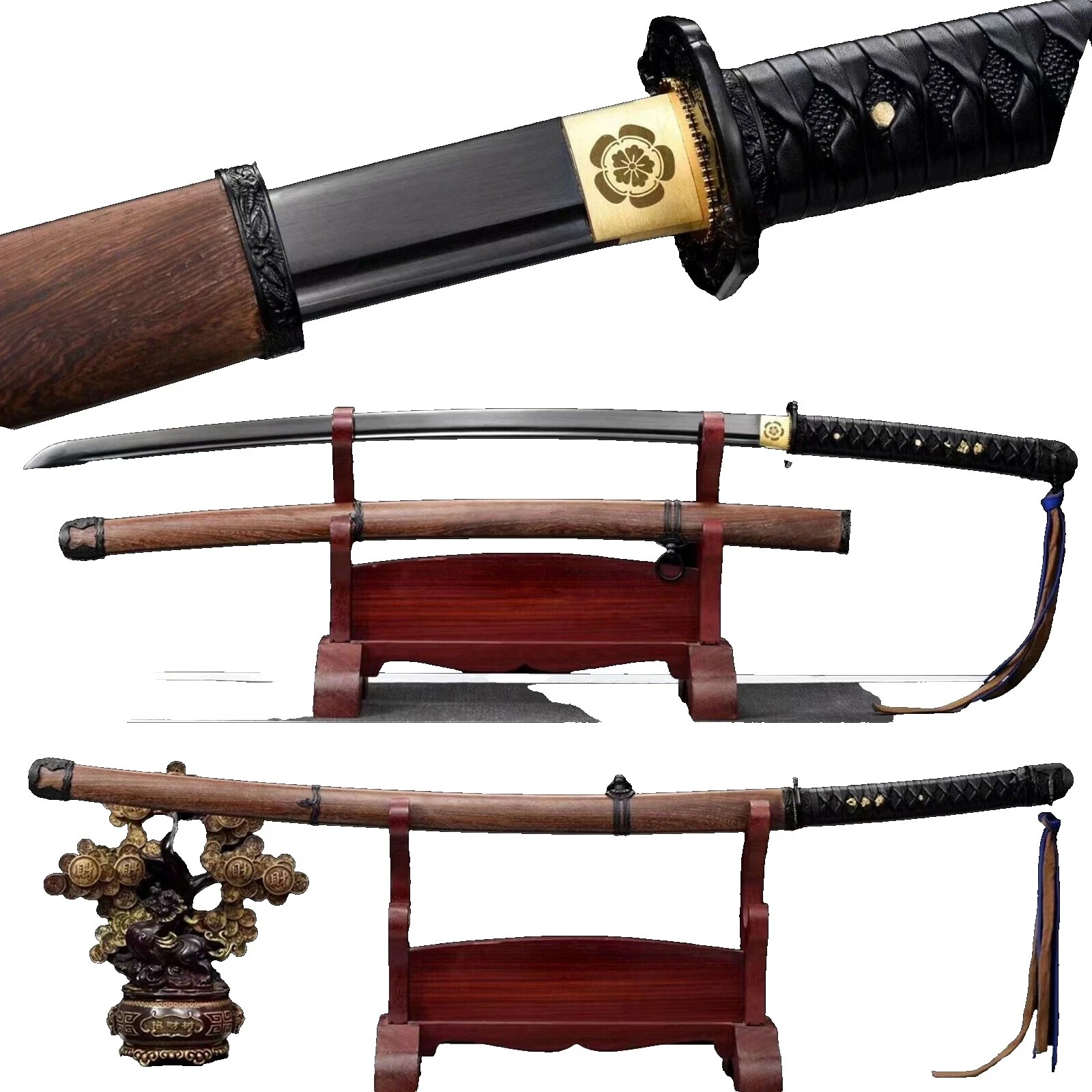 Brown Curvado katanas japonesas de colección