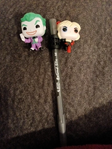 Kinder Joy DC Funko Mini Pops🃏 Joker w/Bonus Harley Quinn Pen Holder on BIC Pen