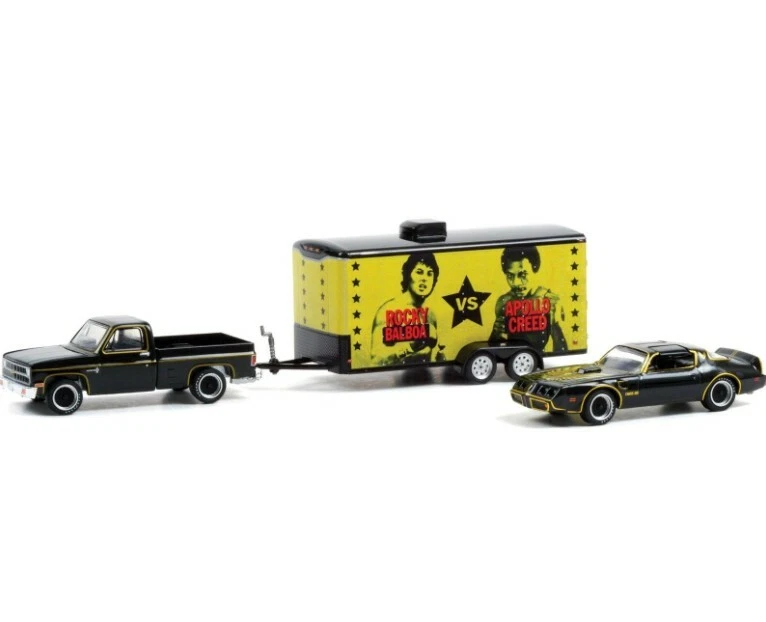 SET MODELLINI 1:64 ROCKY II PONTIAC FIREBIRD CHEVY C-10 DIECAST GREENLIGHT - Immagine 2 di 3