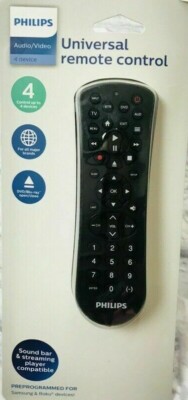 Philips Universal Remote Control Audio/Video Control Up to 4 Devices Black