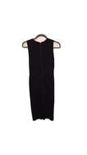 Alice + Olivia Black Sheath Fitted Dress With Leather Trim Size 2