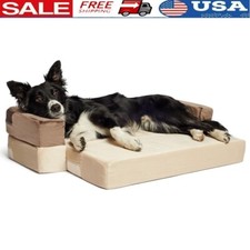 Orthopedic Dog Bed Foam Velvet 2in1 Convertible Washable Cuddler Mattress Mocha