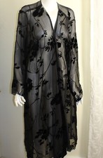 Dinah Lee O/s L Xl 1x Duster Black Velvet Burnout Art-to-wear Jacket Blazer Fab