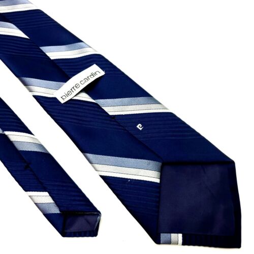 Pierre Cardin Silk Tie Print Blue Striped Short - Picture 3 of 4
